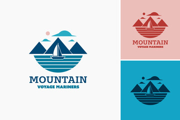 ountain Voyage Marine Logo Template blends mountainous landscapes with marine themes, ideal for adventure and exploration brands.