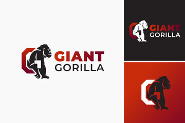 Letter G Giant Gorilla Logo Template represents strength and dominance, perfect for businesses exuding power and reliability.