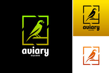 Aviary Square Logo Template combines elegance and nature, perfect for brands showcasing avian beauty and aquatic charm.