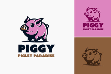 Piggy Piglet Paradise Logo Template exudes charm and joy, perfect for farms or businesses related to pigs and agriculture.