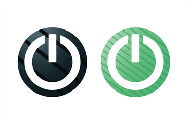 power icon symbol green and gray with texture