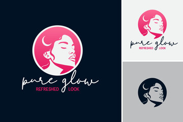 Pure Glow Refreshed Look Logo Template radiates purity and rejuvenation, perfect for skincare brands or beauty salons.
