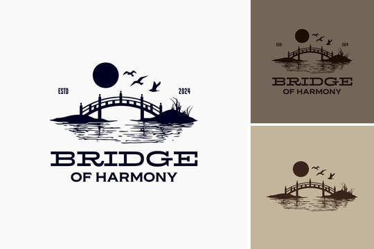Bridge of Harmony Logo Template symbolizes unity and cooperation, ideal for community initiatives or organizations promoting peace.
