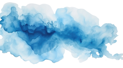 blue watercolor stain on a white isolated background