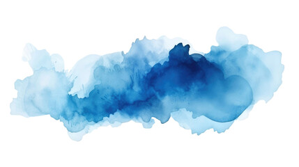 blue watercolor stain on a white isolated background