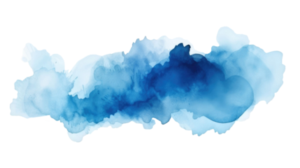 blue watercolor stain on a white isolated background