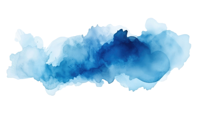 blue watercolor stain on a white isolated background