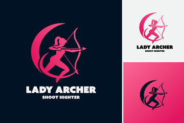 Lady Archer Logo: A graceful archer silhouette within the letter L exudes elegance and precision, ideal for feminine-focused archery clubs or sports brands.