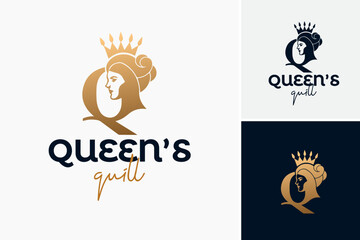 Queen Quill Logo: Majestic letter Q entwined with a quill symbolizes regal authority and literary elegance, ideal for publishing ventures.