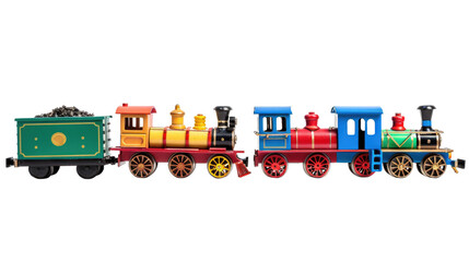 Vintage train on railroad isolated on transparent background