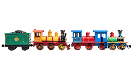 Vintage train on railroad isolated on transparent background