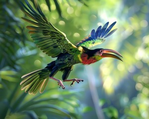  Jungle bird in flight action shot