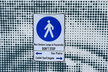 Walking Directions Sign in Rome, Italy