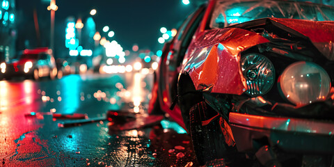 car crash night city emergency severe