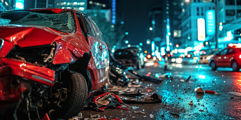 car crash night city emergency severe