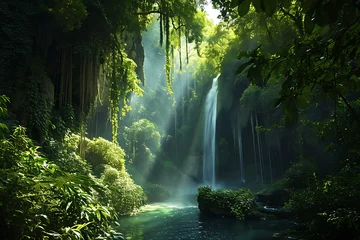 Fotobehang waterfall in the forest © Usman