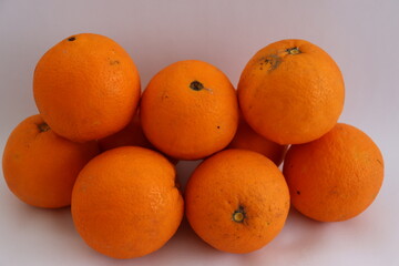 Fresh ripe oranges as background, top view