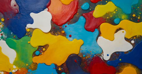 Abstract background of bright rainbow colors, stains on canvas, showing creative skill and colorful design.