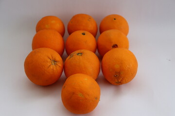 Fresh ripe oranges as background, top view