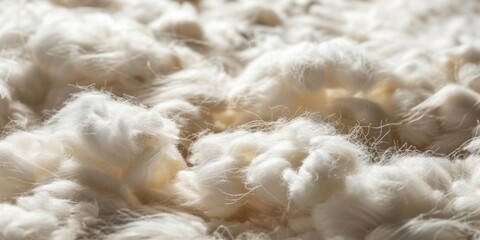 Soft white cotton fibers close-up, highlighting texture and natural material.