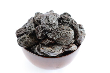 Dried Black Plum Jumbo, close-up with white background