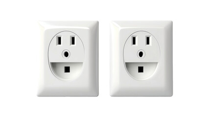double european electrical socket on white isolated background