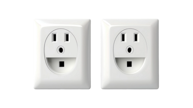 double european electrical socket on white isolated background