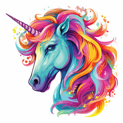 Fototapeta na wymiar Colorful unicorn clipart clipart isolated on white background