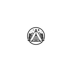 Camping logo vector icon flat design template
