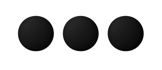 five different round black stickers on white isolated background