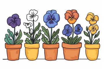 Row of Potted Plants With Flowers