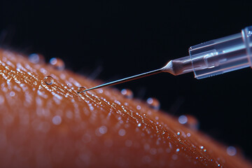A close up image of accunpunture needle treatment, ultra hd, back shoulder treatment , needles - Powered by Adobe