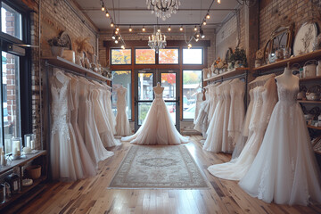 Bride and groom in wedding attire surrounded by love, happiness and romance.