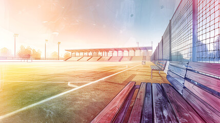 Soccer Ground Pencil and Light Color Drawing, Generative AI - obrazy, fototapety, plakaty