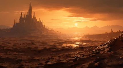 Poster A postpocalyptic desert landscape with sand dunes st © Cybonix