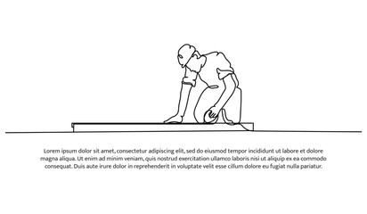 One line continuous of contractor is cutting iron. Minimalist style vector illustration in white background.