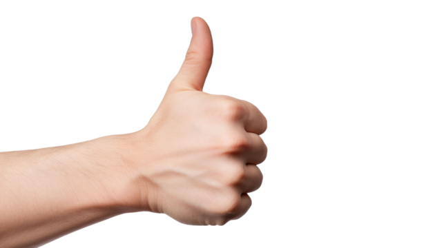male hand showing index finger to the side, isolated on white background