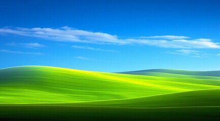 Vibrant Green Rolling Hills Under Blue Sky with Abstract Riley Wallpaper-Style Windows, High-Resolution and Sharp-Focused Quality Imagery