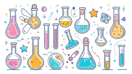 Colorful object modern illustration flat design with soft texture for science experiment