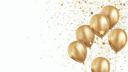 gold balloons with gold stars and a white background.