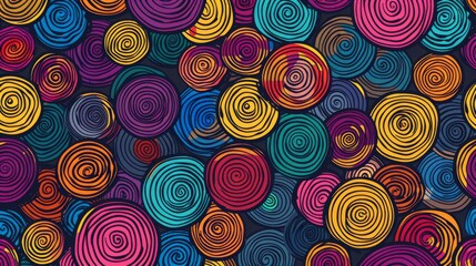 Modern doodle circles with a colorful texture, abstract illustration.