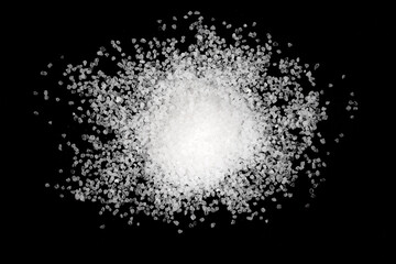 sea salt in black background close up. coarse grind. ultra purified natural
