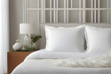 soft white pillows and bed