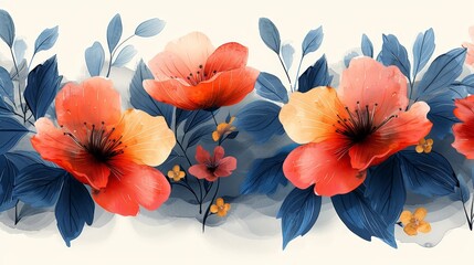 The abstract floral art background modern includes watercolor flowers painted by hand with a paintbrush. This illustration is ideal for use in wallpapers, banners, prints, posters, covers, greetings,