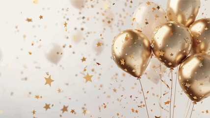 gold balloons with stars and gold stars in the background.