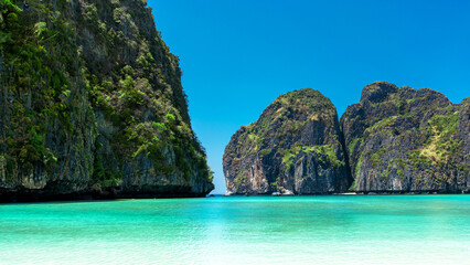Beautiful Maya Bay beach on Phi Phi Ley island in Thailand.