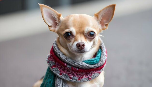 A Chihuahua Wearing A Scarf Looking Stylish Upscaled 3
