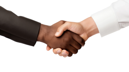 white and african american businessman handshake on a white isolated background