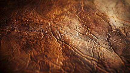 Old vintage genuine soft brown leather texture background, top layer with pores and scratches, macro, close-up - obrazy, fototapety, plakaty