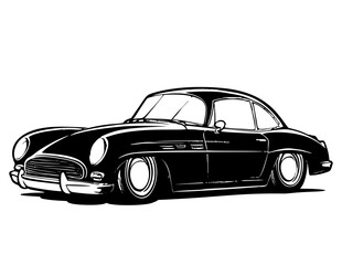 Vector Illustration of a Classic car with lines drawing for logo,icon, black and white	